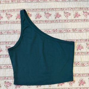 SHEIN Teal One-Shoulder Crop Top